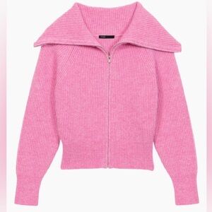 Maje Myzip Pink Wool Cardigan Size XS
